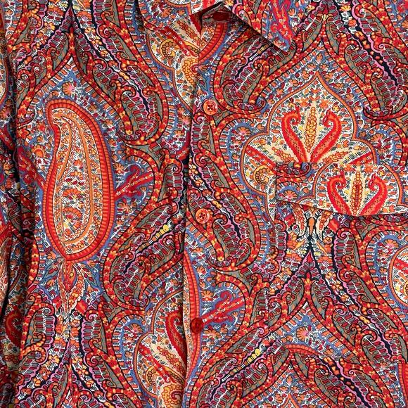 Vintage 90's Martithe + Francois Girbaud Orange Paisley Long Sleeve Shirt XXL - Picture 4 of 10